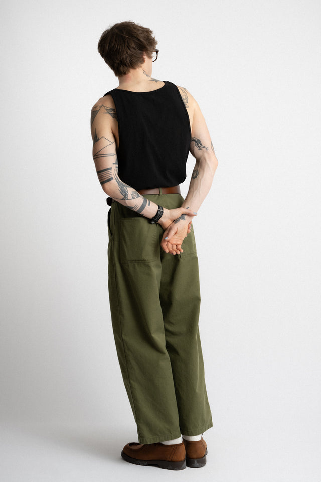 HATSKI 24FW Made in Japan 21002 Loose Tapered Utility Trouser Olive Perfect Circle men's seasonal & consignment fashion shop