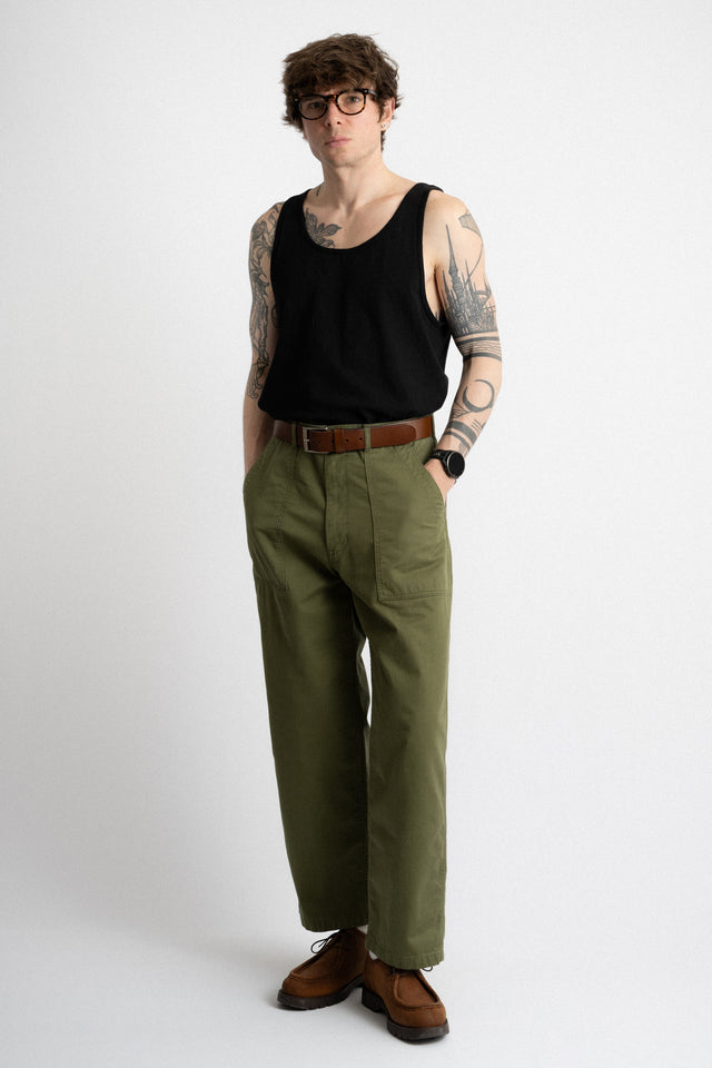 HATSKI 24FW Made in Japan 21002 Loose Tapered Utility Trouser Olive Perfect Circle men's seasonal & consignment fashion shop