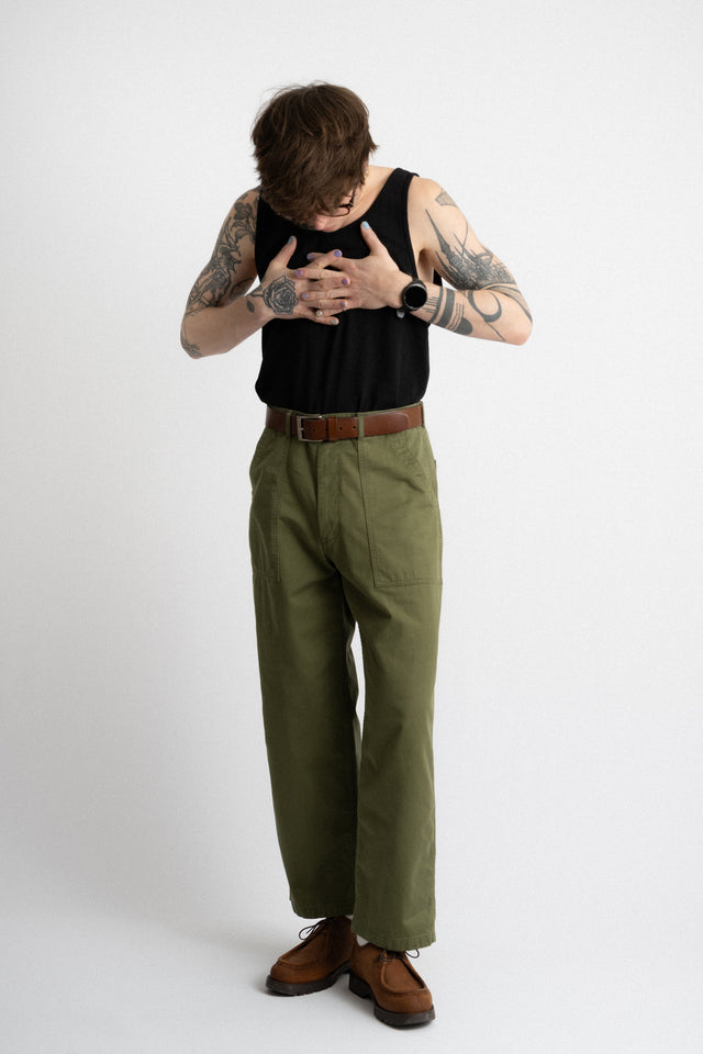 HATSKI 24FW Made in Japan 21002 Loose Tapered Utility Trouser Olive Perfect Circle men's seasonal & consignment fashion shop