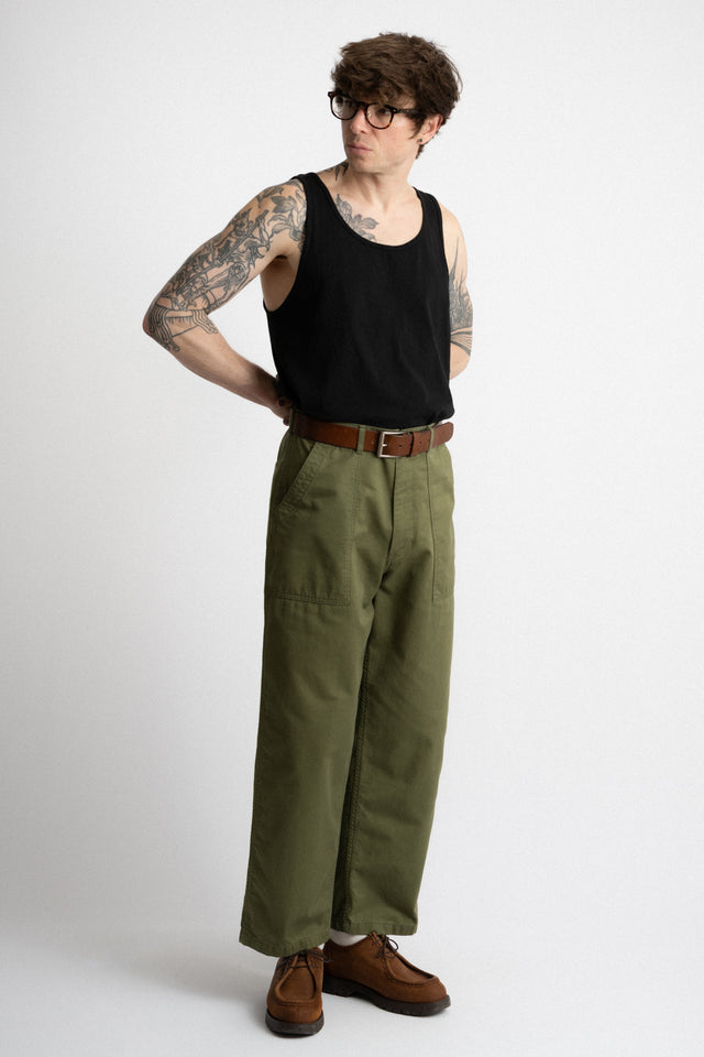 HATSKI 24FW Made in Japan 21002 Loose Tapered Utility Trouser Olive Perfect Circle men's seasonal & consignment fashion shop