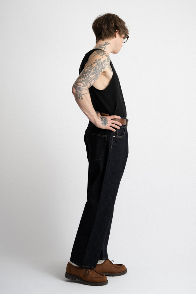 HATSKI 25SS Wide Tapered Selvedge Denim One Wash Perfect Circle men's seasonal and consignment online fashion shop