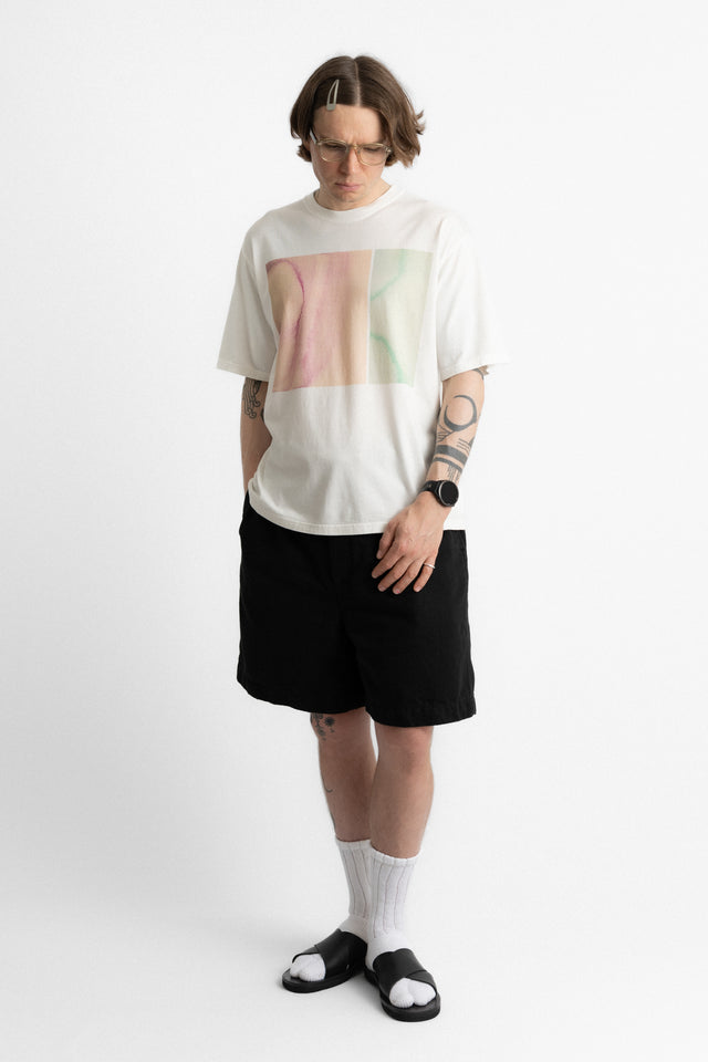 HATSKI HATSKI x ARUSE Canvas Print SS Tee White Perfect Circle men's seasonal and consignment online fashion shop