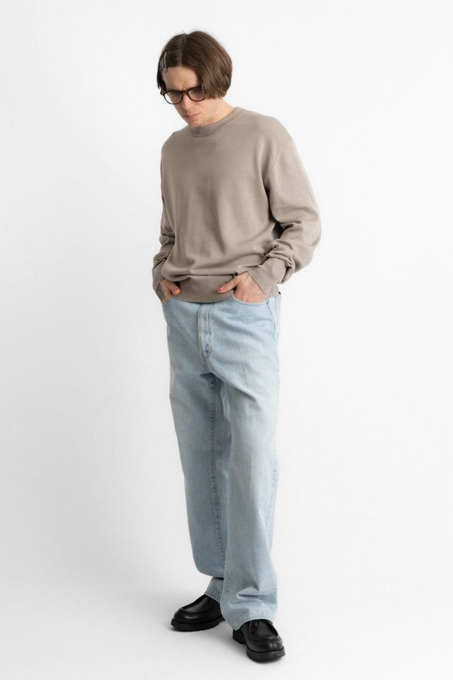 kaptain sunshine 25ss ks25skn04 Suvin Cotton Air Spinning Knit Crewneck Pullover Taupe perfect circle men's seasonal and consignment online fashion shop