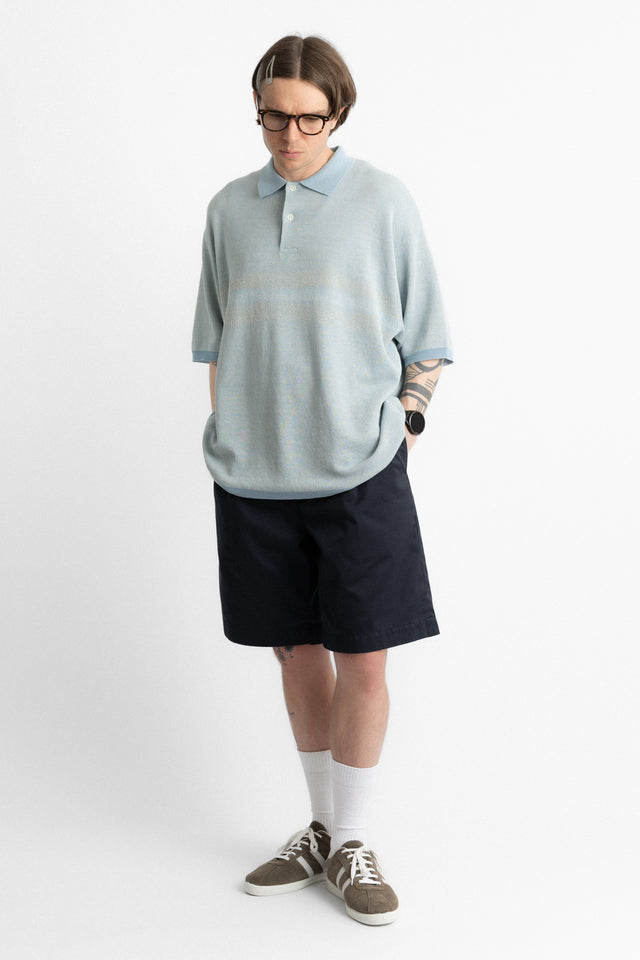 nanamica 25ss 25sh016u Polo Sweater Sax perfect circle men's seasonal and consignment fashion shop
