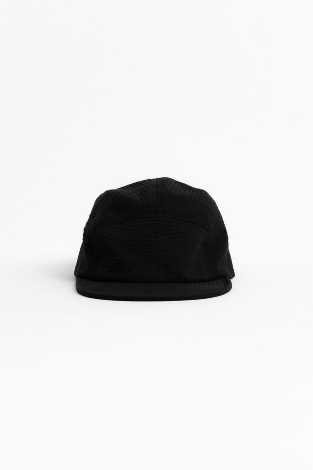5 Panel Jet Cap Cotton Blend Seer Sucker CoolMAX Black perfect circle men's seasonal and consignment online fashion shop