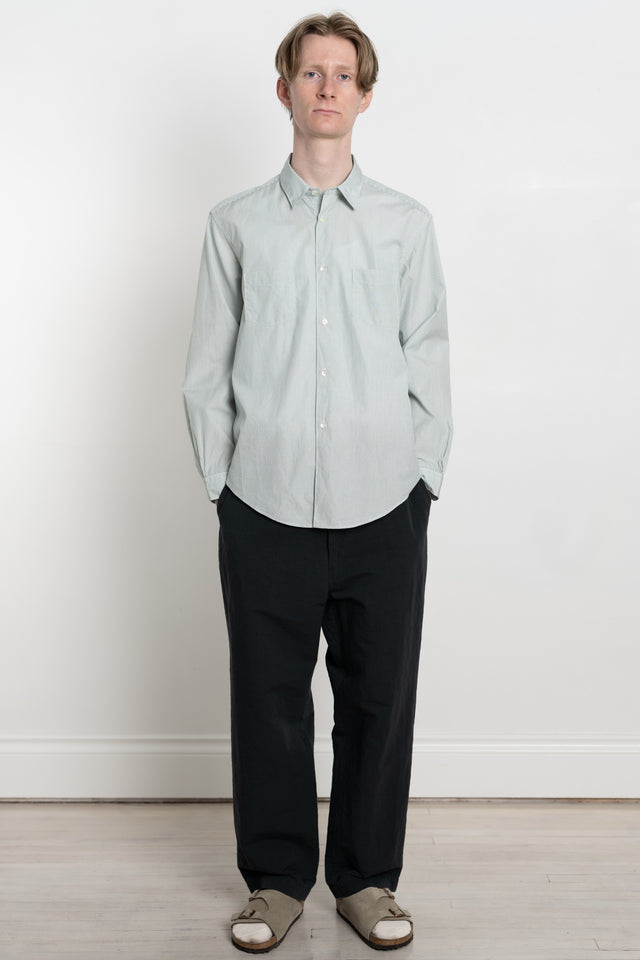 ENDS and MEANS spring summer 2024 SS24 24SS Men's Collection from Japan Aldous shirt green stripe