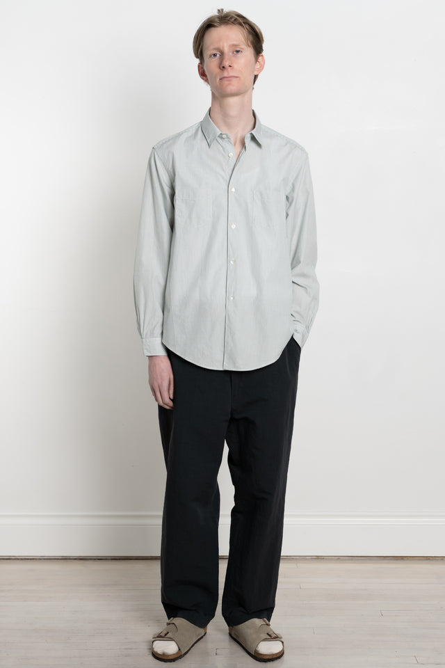 ENDS and MEANS spring summer 2024 SS24 24SS Men's Collection from Japan Aldous shirt green stripe