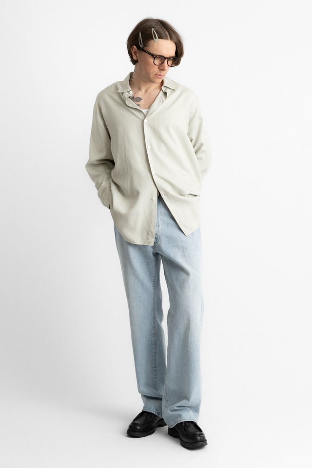 kaptain sunshine 25ss ks25ssh09 Plain Shirt Washed Silk Gabardine Whisper Green perfect circle men's seasonal and consignment fashion shop