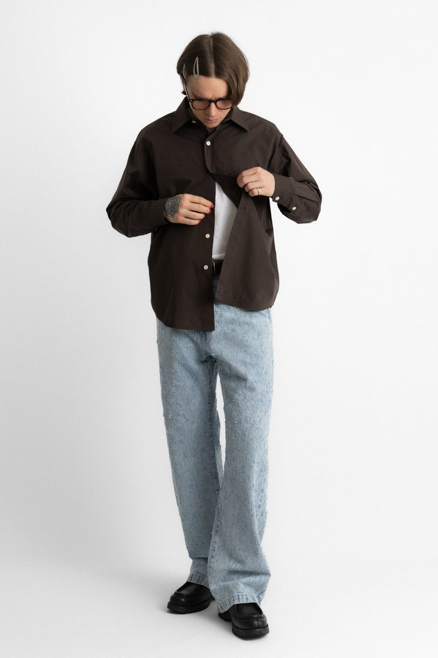 mfpen SS25 Executive Shirt Washed Brown perfect circle men's seasonal & consignment online fashion shop