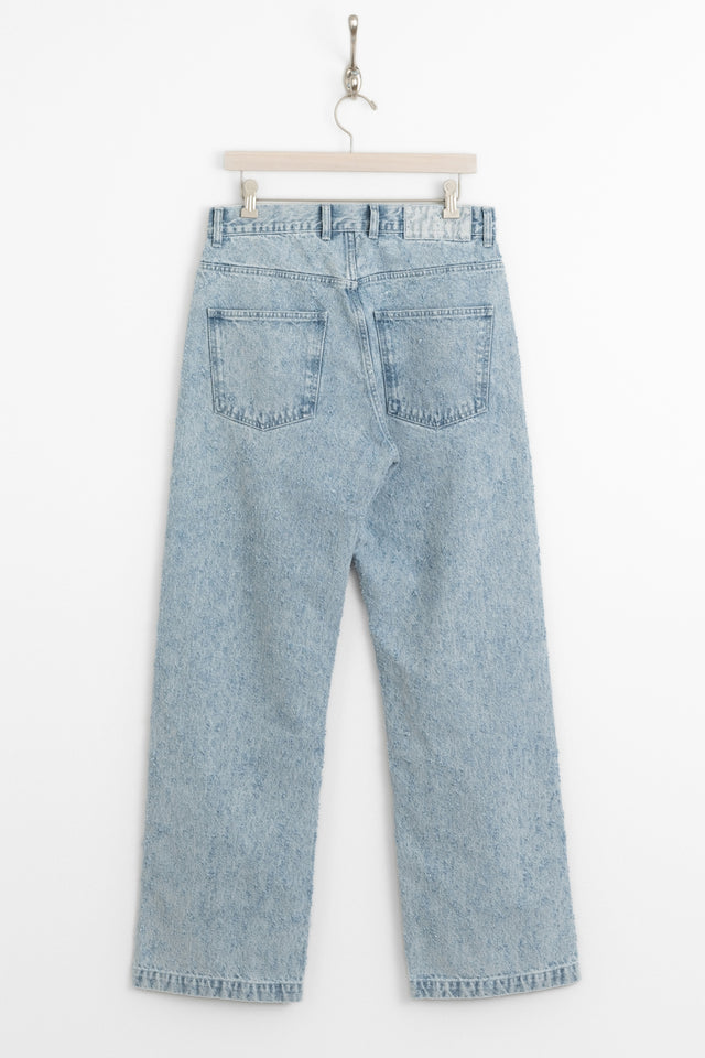 mfpen SS25 Straight Cut Jeans Light Blue Punch Out perfect circle men's seasonal & consignment online fashion shop