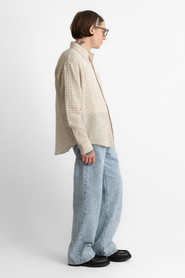 mfpen ss25 Executive Shirt Beige Structure Check perfect circle men's seasonal and consignment online fashion shop