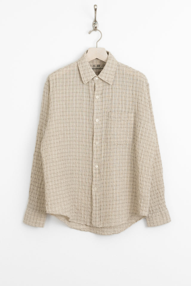 mfpen ss25 Executive Shirt Beige Structure Check perfect circle men's seasonal and consignment online fashion shop