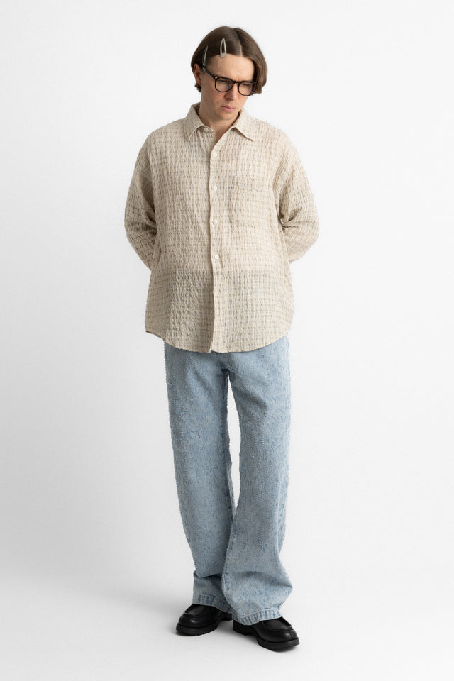 mfpen ss25 Executive Shirt Beige Structure Check perfect circle men's seasonal and consignment online fashion shop