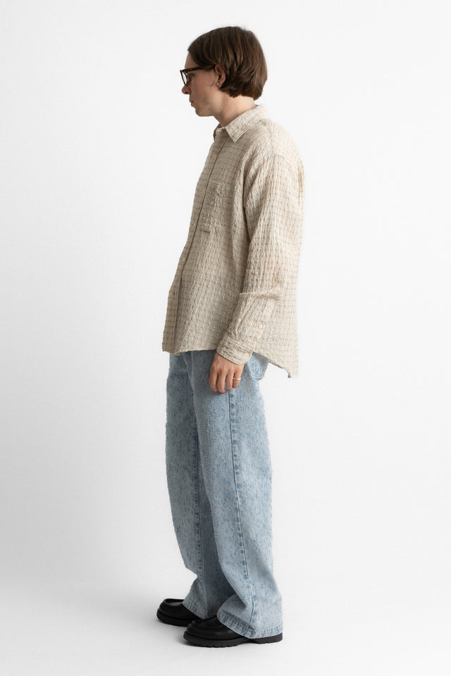 mfpen ss25 Executive Shirt Beige Structure Check perfect circle men's seasonal and consignment online fashion shop