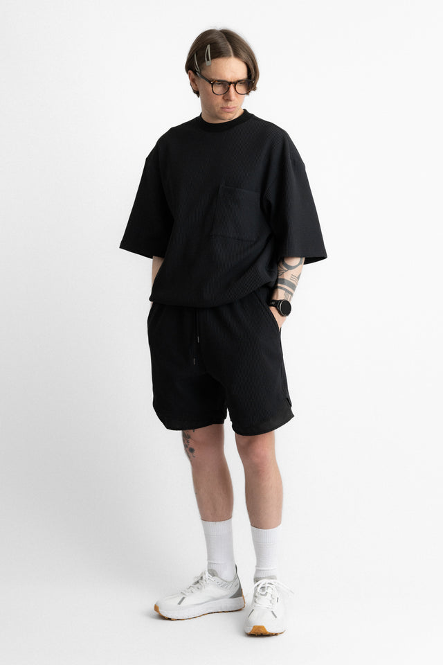 meanswhile 25ss mw-ct25105 SOLOTEX® Waffle SS Tee Off Black perfect circle men's seasonal and consignment online fashion shop