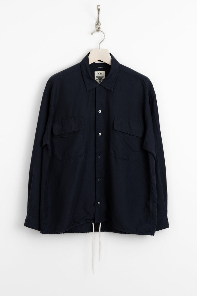 nanamica, Open Collar Cupro Hemp Shirt Navy, Size S perfect circle men's seasonal and consignment online fashion shop