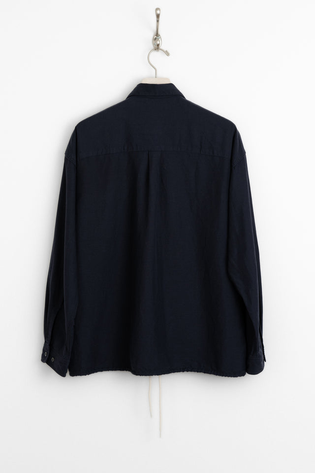 nanamica, Open Collar Cupro Hemp Shirt Navy, Size S perfect circle men's seasonal and consignment online fashion shop