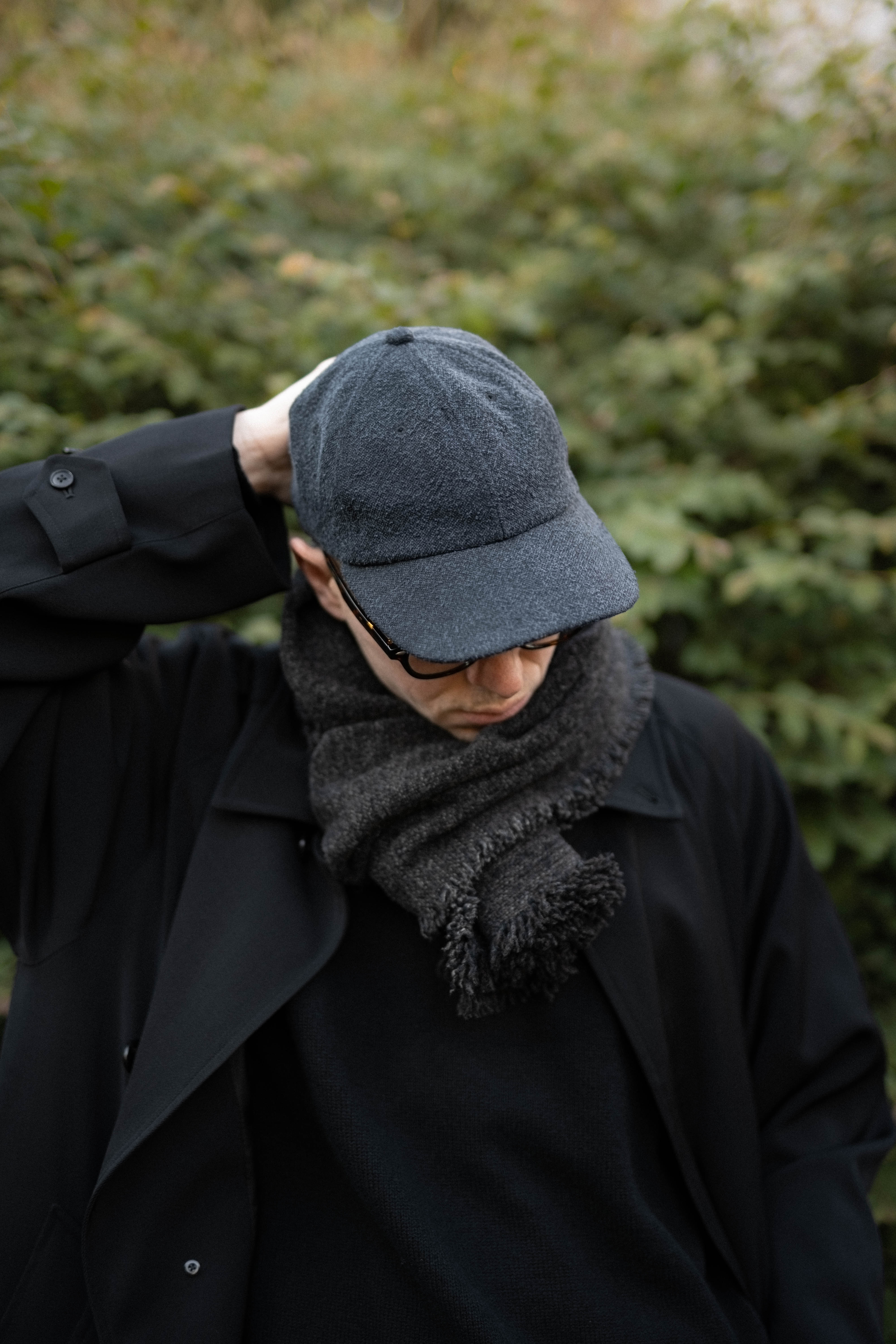 YOKO SAKAMOTO GIFT SHOP CAP ブラック シルク リネン Yoko Sakamoto, Gift Shop Cap Silk / Linen, Black – Perfect Circle