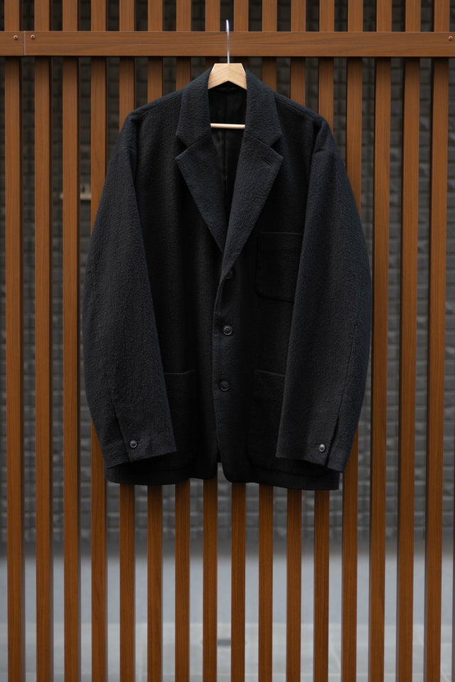 Yoko Sakamoto, Silk / Cotton Brushed Flannel Oversized Jacket Black, Size M