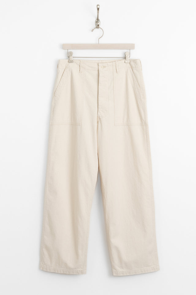 orSlow 25ss 01-5103-h66 Herringbone Twill Summer Fatigue Pants Ecru perfect circle men's seasonal and consignment online fashion shop