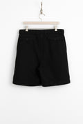 HATSKI Cotton / Linen Twill Pleated Thigh Wide Fit Shorts Black Perfect Circle men's seasonal and consignment online fashion shop