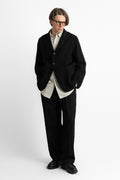 kaptain sunshine 25ss ks25sjk08 Take Easy 3 Button Jacket Washed Wool Linen Stripe Dobby Black perfect circle men's seasonal and consignment online fashion shop
