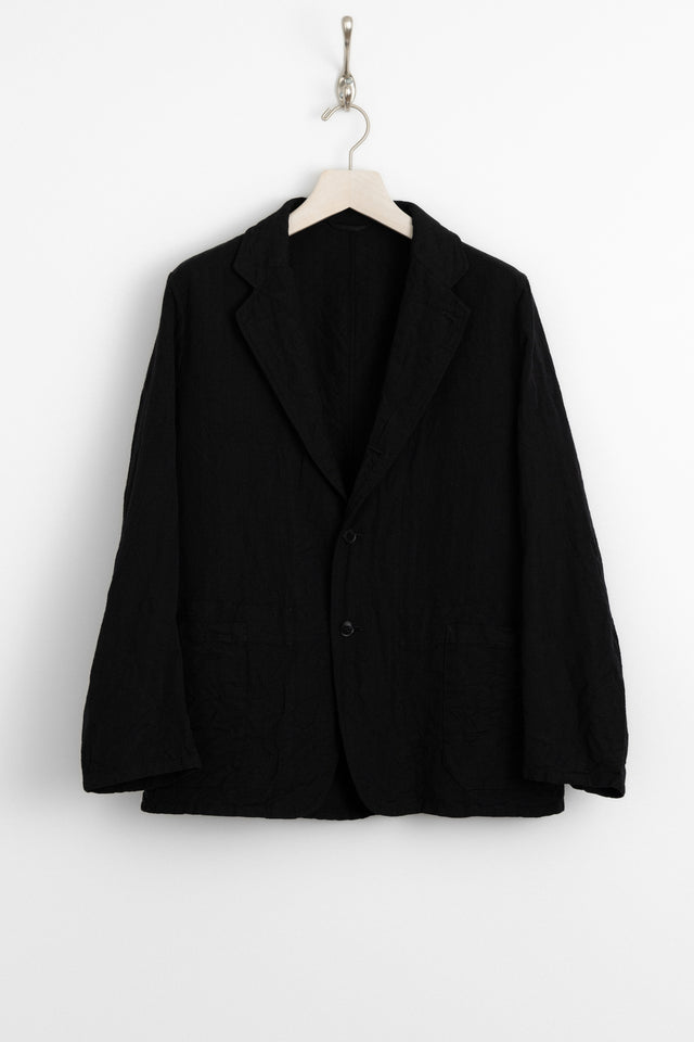 kaptain sunshine 25ss ks25sjk08 Take Easy 3 Button Jacket Washed Wool Linen Stripe Dobby Black perfect circle men's seasonal and consignment online fashion shop