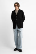 kaptain sunshine 25ss ks25sjk08 Take Easy 3 Button Jacket Washed Wool Linen Stripe Dobby Black perfect circle men's seasonal and consignment online fashion shop