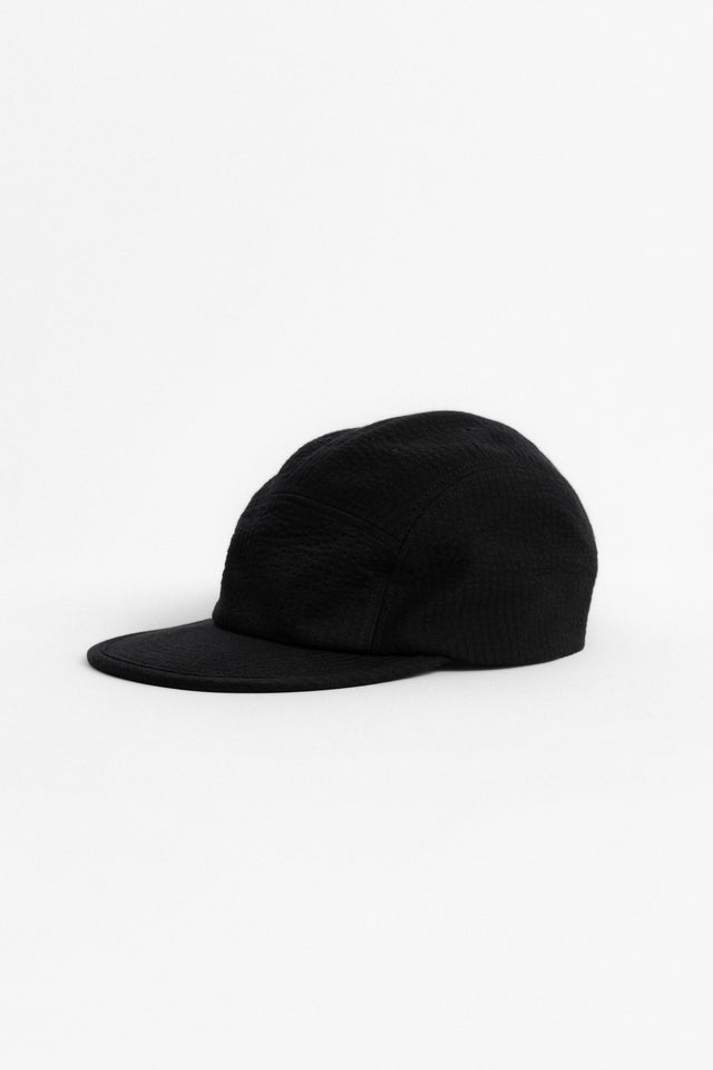 5 Panel Jet Cap Cotton Blend Seer Sucker CoolMAX Black perfect circle men's seasonal and consignment online fashion shop