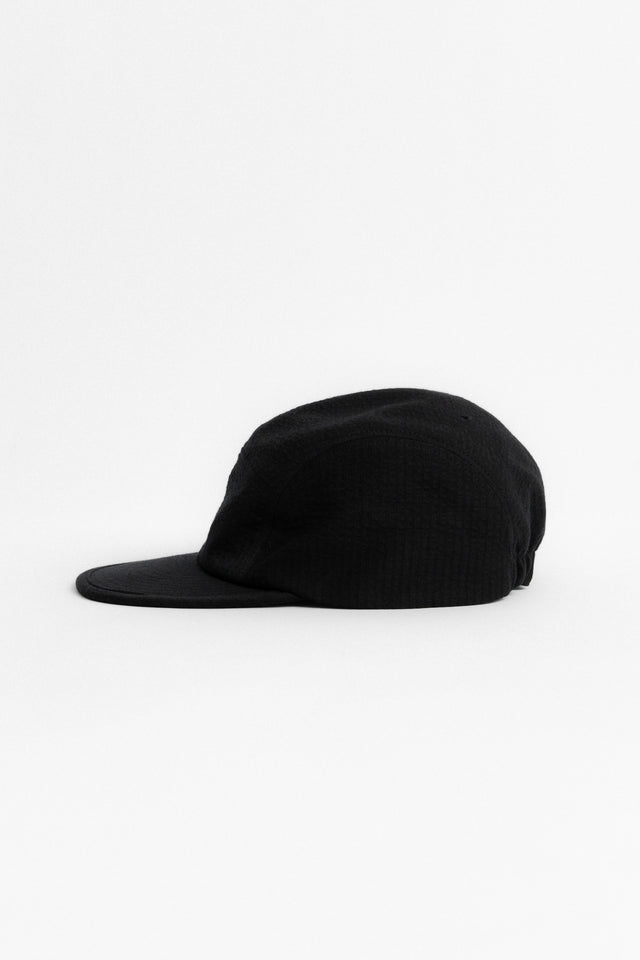5 Panel Jet Cap Cotton Blend Seer Sucker CoolMAX Black perfect circle men's seasonal and consignment online fashion shop