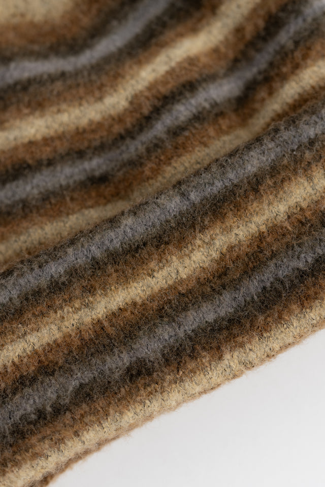 Adsum, Multi Stripe Wool Blend Beanie Brown, Size OS