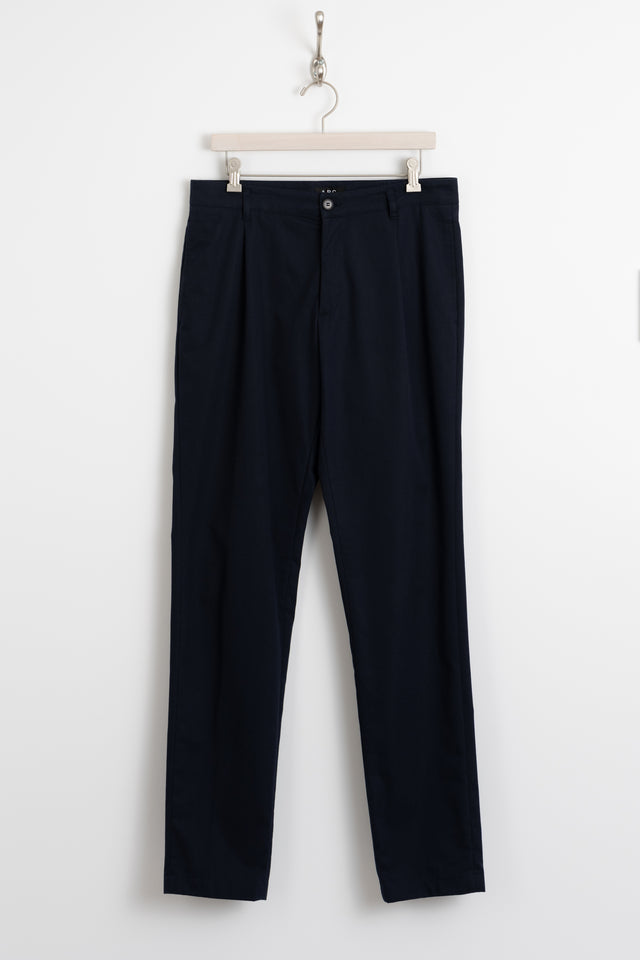 A.P.C., Pleated Thigh Loose Tapered Trouser Navy, Size 31