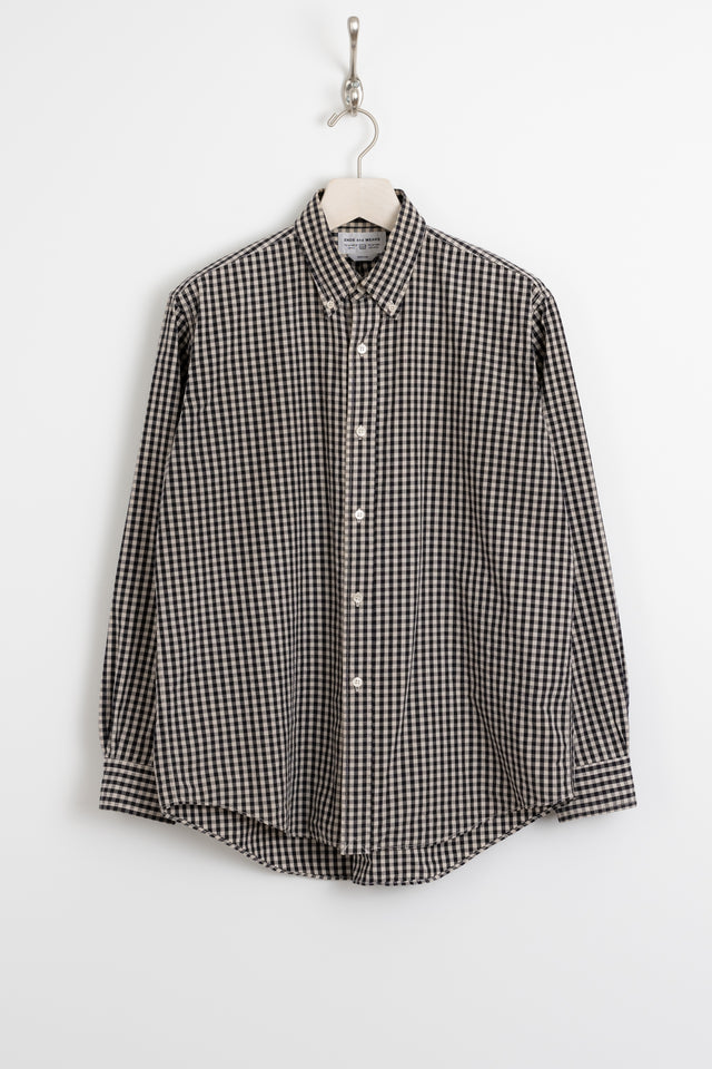 ENDS and MEANS, Button Down Collar Shirt Navy Gingham, Size M Perfect Circle men's seasonal & consignment fashion shop