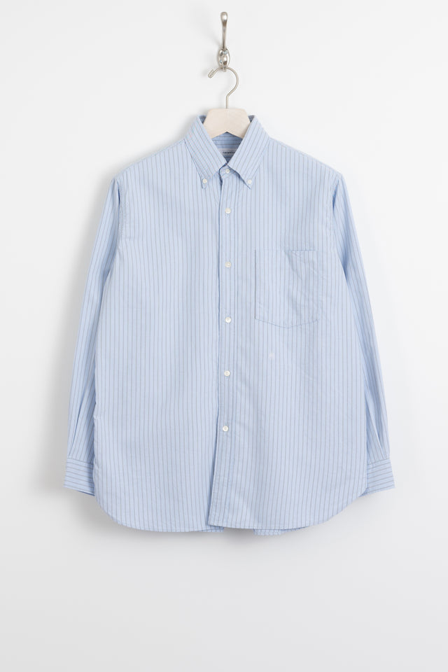 Button Down Stripe Wind Shirt Sax