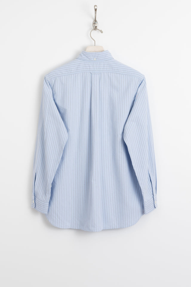 Button Down Stripe Wind Shirt Sax