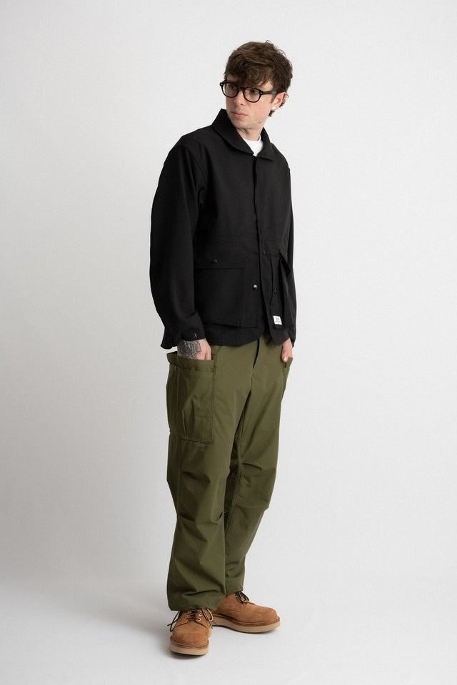 Sassafras Japan Men's SS24 Collection Cultivator Jacket Wool Like Tropical Black Calculus Online Shop Canada