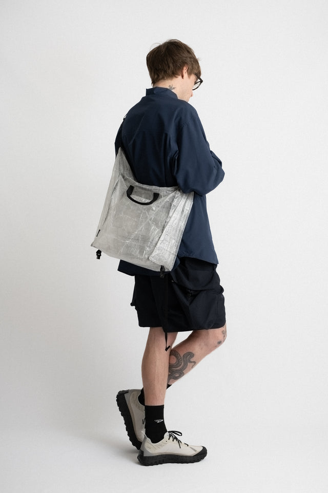 meanswhile Japan SS24 men's collection Dyneema Shoulder Bag Fog Grey Calculus online shop Canada