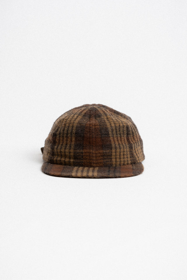 Evan Kinori, Wool Gauze Cap, Brown Check Perfect Circle men's seasonal & consignment fashion shop