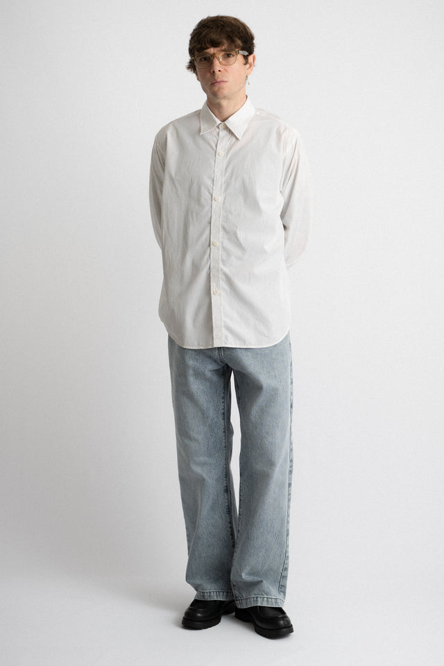 mfpen FW24 Men's Collection Evening Shirt White Mini Stripe Perfect Circle Men's Seasonal & Consignment Fashion Shop