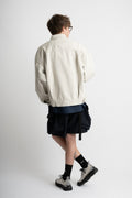 meanswhile Japan SS24 men's collection fade denim pleated sleeve blouson jacket off white Calculus online shop Canada