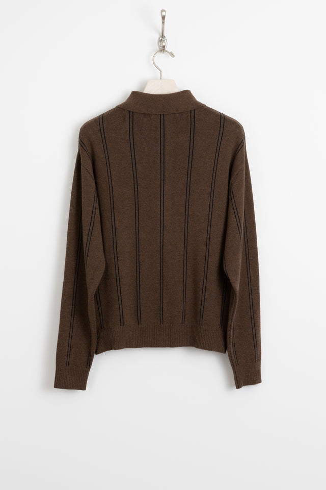 mfpen FW24 men's collection Formal Cardigan Light Brown Stripe perfect circle men's seasonal & consignment fashion shop