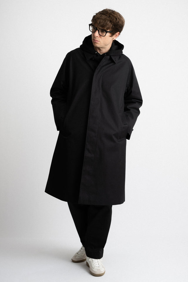 nanamica Japan FW24 men's collection GORE-TEX Balmacaan Coat Black Perfect Circle men's seasonal & consignment fashion shop