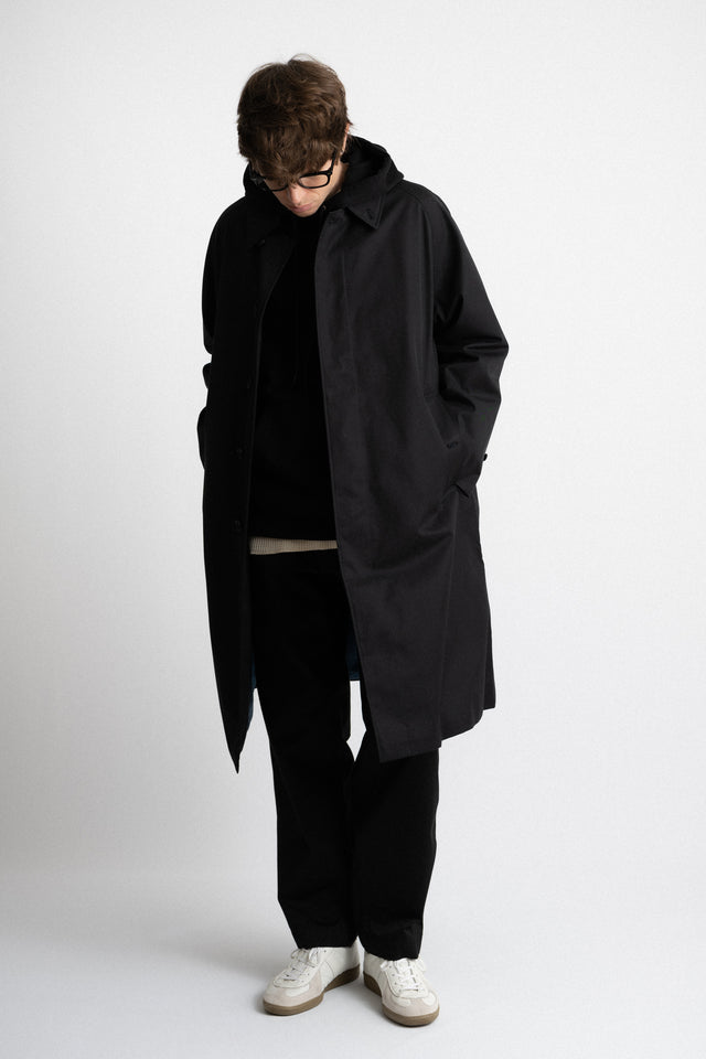 nanamica Japan FW24 men's collection GORE-TEX Balmacaan Coat Black Perfect Circle men's seasonal & consignment fashion shop