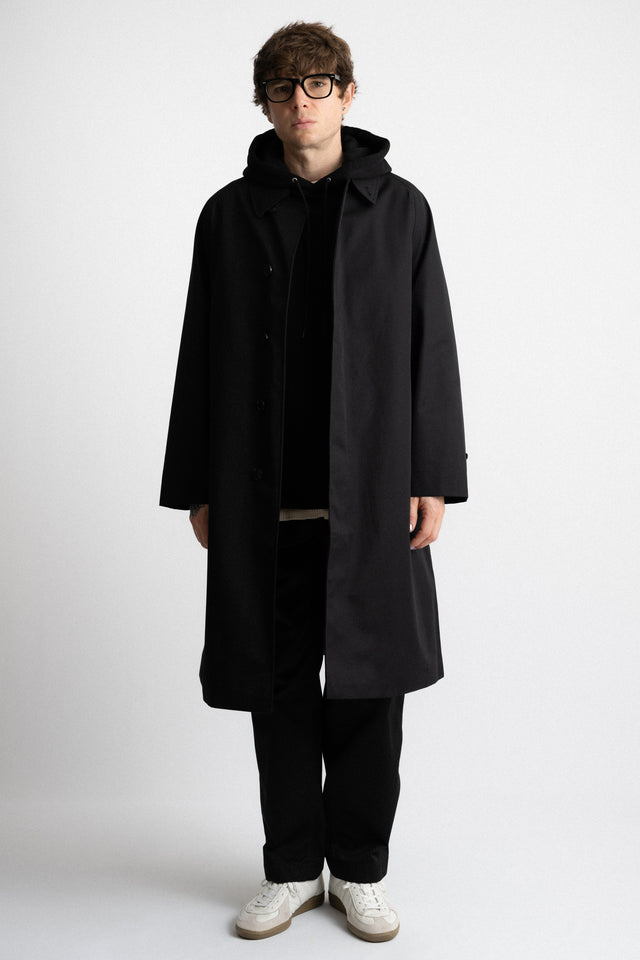 nanamica Japan FW24 men's collection GORE-TEX Balmacaan Coat Black Perfect Circle men's seasonal & consignment fashion shop