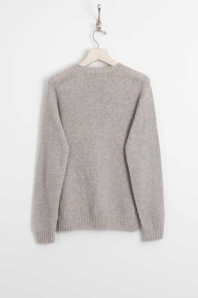 Harley Of Scotland, Shetland Wool Raglan Sweater Sea Pearl, Size S Perfect Circle Men's Seasonal & Consignment Fashion Shop