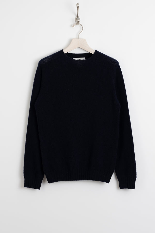 Harley Of Scotland, Shetland Wool Raglan Sweater Navy, Size S Perfect Circle Men's Seasonal & Consignment Fashion Shop