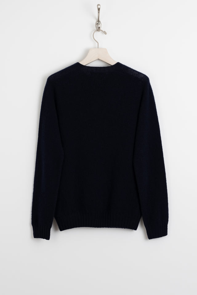 Harley Of Scotland, Shetland Wool Raglan Sweater Navy, Size S Perfect Circle Men's Seasonal & Consignment Fashion Shop