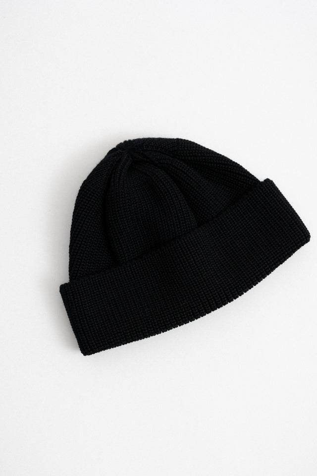 Found Feather 24FW Made in Japan Knit Watch Cap Black  Perfect Circle men's seasonal & consignment fashion store