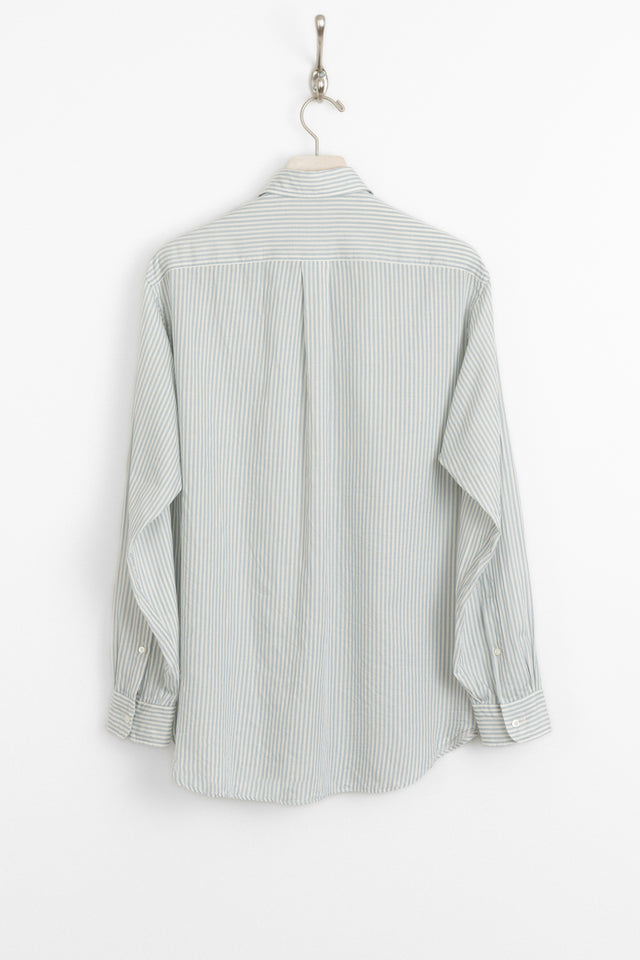 kaptain sunshine 25ss ks25ssh17 Plain Shirt Organic Giza Cotton Voile Mesh Stripe Blue perfect circle men's seasonal and consignment online fashion shop