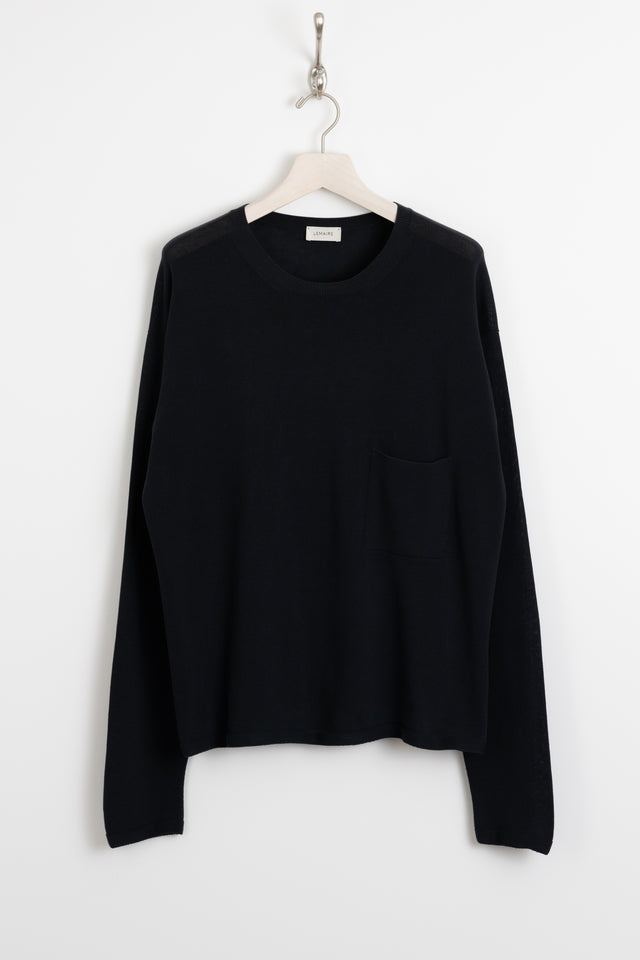 LEMAIRE, Cotton Knit Sweater Midnight, Size XL